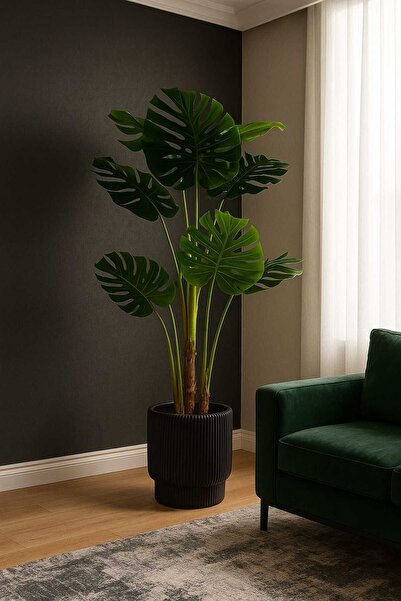 MAKİ DEKOR Yapay Ağaç Saksılı Monstera 170cm 11 Yapraklı Iç Mekan Bitkisi