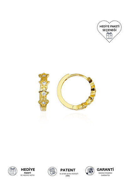 Altınkesesi 14 Ayar Altın Yıldız Küpe 1.5 Cm