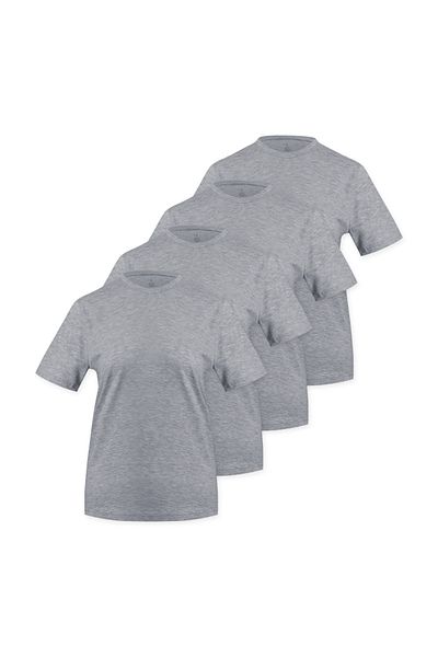 Soho Mood Women's Crew Neck 100% Cotton 4-Pack Basic T-Shirts (4 Grey)