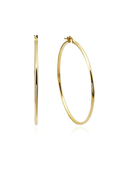 Altınkesesi 14 Ayar Altın Büyük Sarı Halka Küpe 5.5 Cm