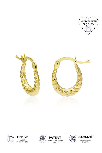 Altınkesesi 14 Ayar Altın Mini Burgu Küpe U Form 1.1 Cm