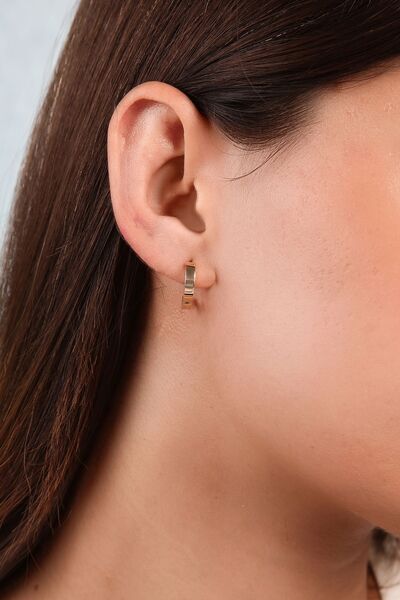 Altınkesesi 14 Ayar Altın Düz Halka Küpe Gizli Kilit 1.3 Cm