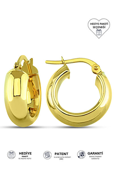 Altınkesesi 14 Ayar Altın Mini Boy Kalın Halka Küpe
