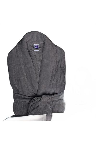 RALEX PUCIOASA Bathrobe and SPA Hotel with Kimono Collar Velour 100% Cotton, Unisex, 420 g/m², Gray L/XL