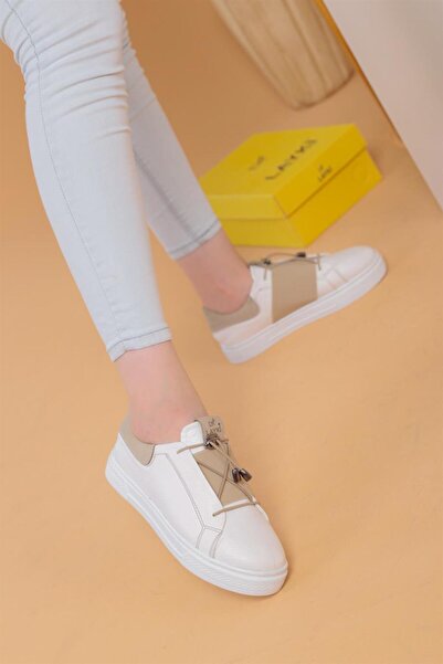layki Alvaro Beyaz Bej Renkli Sneaker