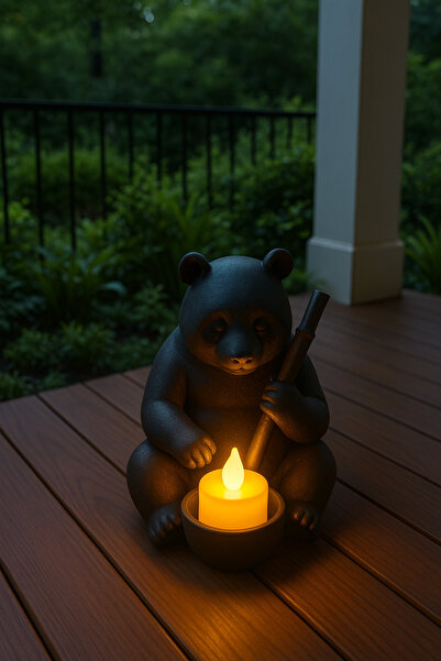 Findify Store Dekoratif Tealight Mum Hediyeli Ayı Panda Tasarım Vegan