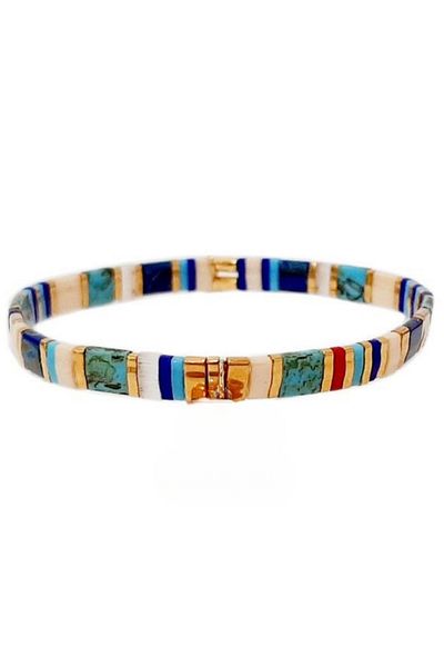 NAZLI TAKILAR Turquoise Colored Elastic Tila Bracelet