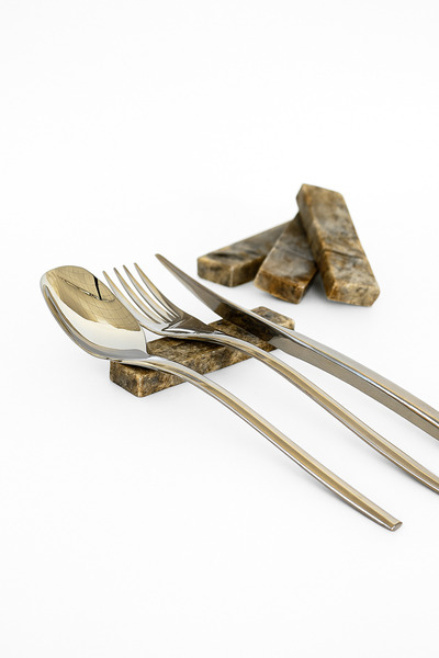 Modelce 4-Piece Travertine Cutlery Stand | Cutlery Organizer | Cutlery Suplas