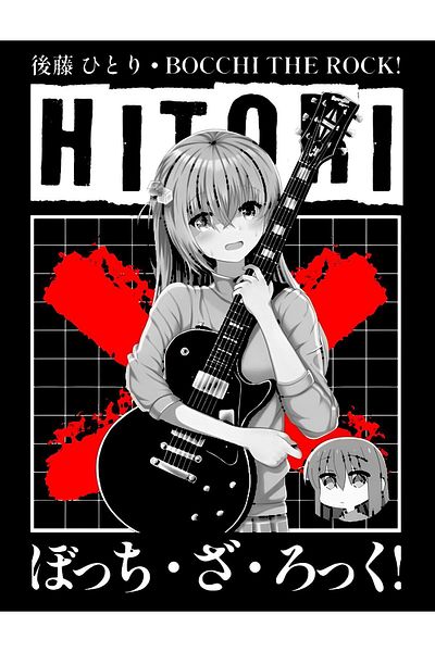 fame-stoned Bocchi the Rock Hitori Anime με στάμπα Unisex 100% βαμβακερό μαύρο μπλουζάκι