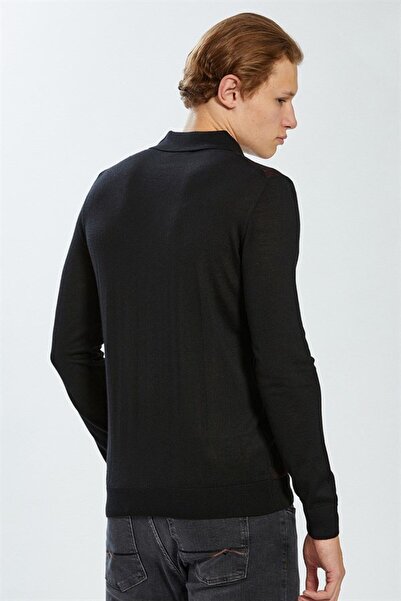 Ecer Светр з коміром-поло, облягаючий крій, чорно-бордовий, чоловічий 72322223
