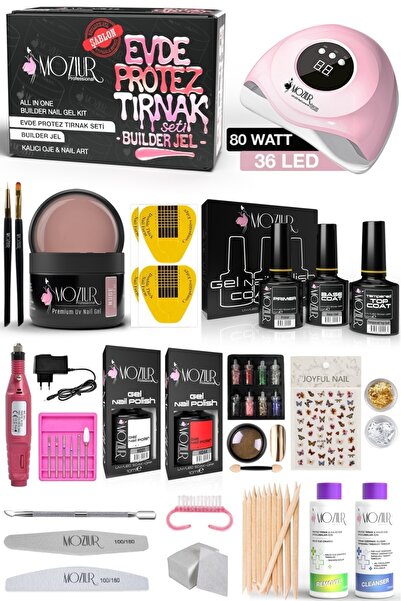 MOZIUR Evde Protez Tırnak & Kalıcı Oje & Nail Art Seti (BUILDER ŞABLON)