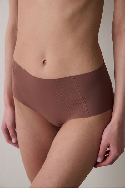 Penti Ribbed Bonding Laser Cut Cover Brown Slip Panties