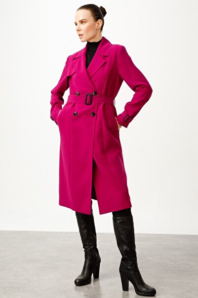 Ekol Kadın Midi Trençkot: Minimalist Günlük Stil, Uzun Kol, Kemer Detaylı