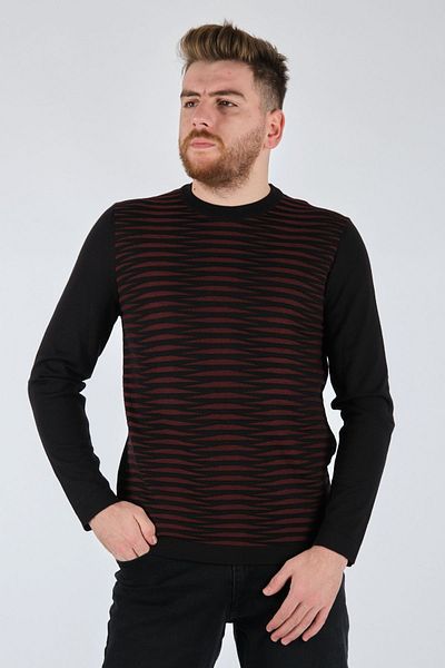 Ecer Crew Neck Floral Long Sleeve Black Men's Knitwear75222123