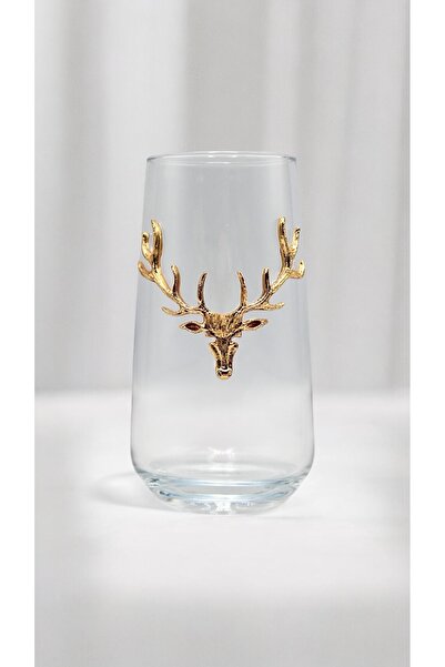 iQey Home Geyik Figürlü Meşrubat Bardağı / Su Bardağı Gold