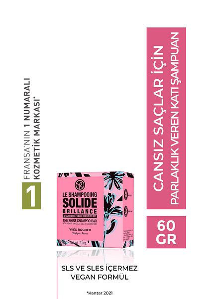 Yves Rocher Shine Solid Shampoo - Anemic Hair / Brillance - Sls,Sles Free,Salt Free, Vegan -60Gr