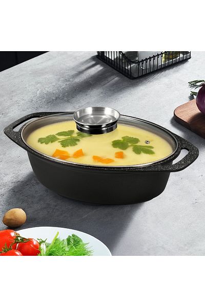 Carl Schmidt Sohn Oven Pot Baking Tray With Marble Surface And Aroma Lid 32cm 5 Liters Induction Dishwasher Safe