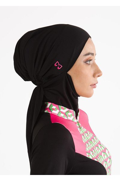 Mayovera Hijab Bonnet- Pink Logo Black