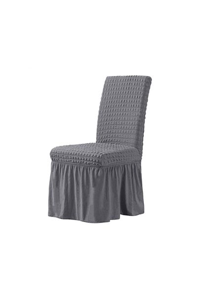 Nusret 6 Pieces Lycra Chair Cover - Washable Cover with Wrapped Skirt and Elastic
