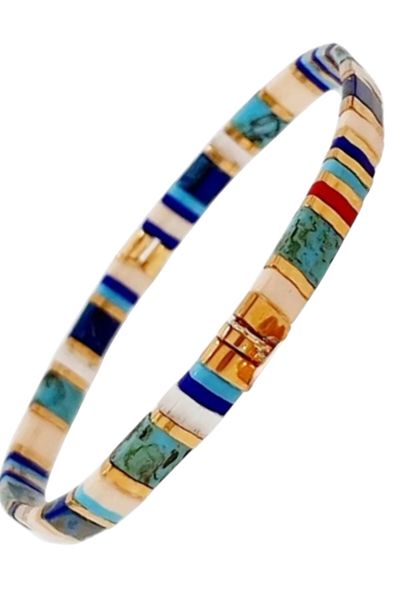 NAZLI TAKILAR Turquoise Colored Elastic Tila Bracelet