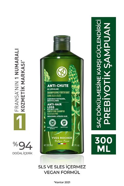 Yves Rocher Strengthening Prebiotic Shampoo-Against Hair Loss/Anti-Chute-Sls,Sles-Free,Vegan-300Ml