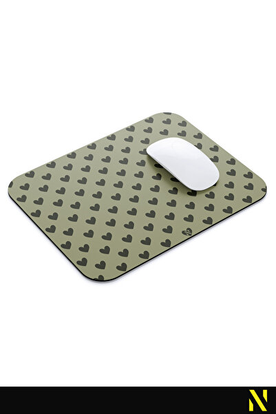 nilizma Mouse Pad ergonomic cu model de inimă de culoare kaki, cu suprafață anti-alunecare, ideal pentru uz acasă și la birou
