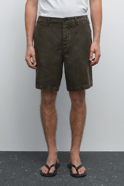 Massimo Dutti %100 keten bermuda