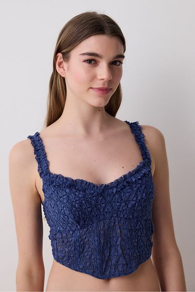 Penti Crinkle-Spitzenkorsett Marineblaues Bustier