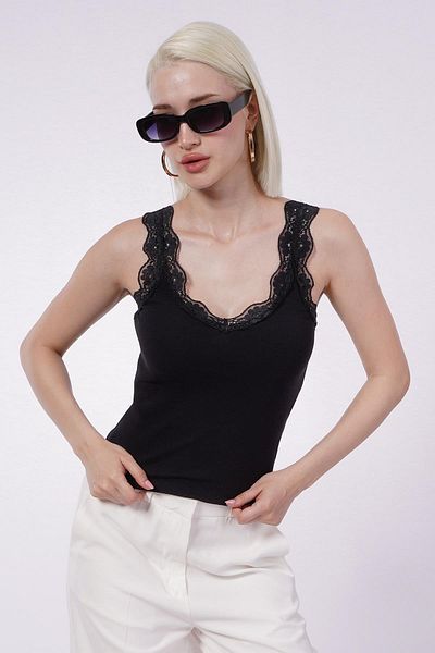 Seeh Black Lace Basic Women's Undershirt Sh251
