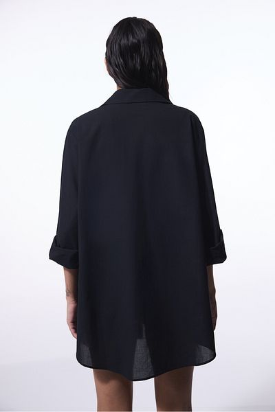 Penti Cămașă oversize neagră cu dantelă