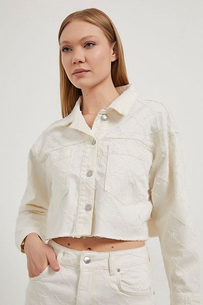 Arma Life Women's Jeans Basic Tight Pocket White Crop Denim Jacket