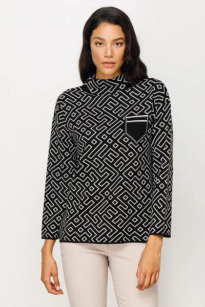 On Fashion Tricotaj de damă negru cu model cu zece guler 23225354