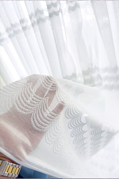 Brillant Tül Perde Parlak Gri Üç Sıra Dalga Desenli Pamuk Keten Yumuşak Zemin Sık Pileli Yeni Sezon