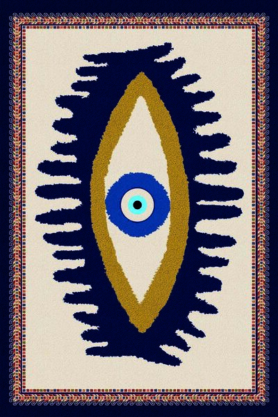 kilim home Göz Temalı Mavi Pastel Tonlarında Nazar Boncuğu Dokuma Taban Salon...