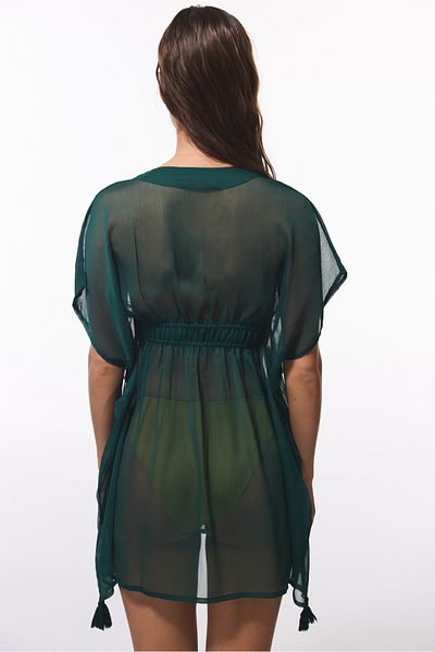 Penti Σκούρο πράσινο Basic Chiffon V-Neck Mini Kaftan