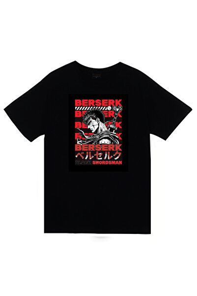 fame-stoned Μπλουζάκι Berserk Anime Printed Unisex 100% Cotton Μαύρο T-shirt