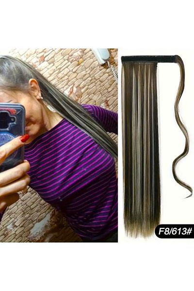 animis beauty Hair Extension 60 Cm, Straight Blonde Braided Ponytail, Synthetic Fiber With A Look