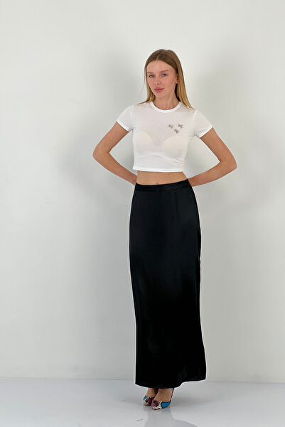 Miss Poem Women's Long Hijab Maxi Black Prayer Skirt