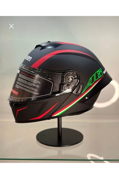 WOSEN Ws-202 Güneş Gözlüklü Çene Açılır Kask Şeffaf Vizörlü Mat Siyah