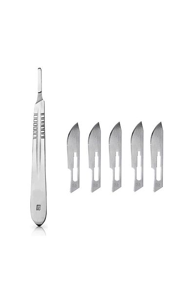 QBR Home Wood Carving Repair Hand Tool Hobby Knife Set (1 Piece Handle with 5 Pieces 22 Number Tips)