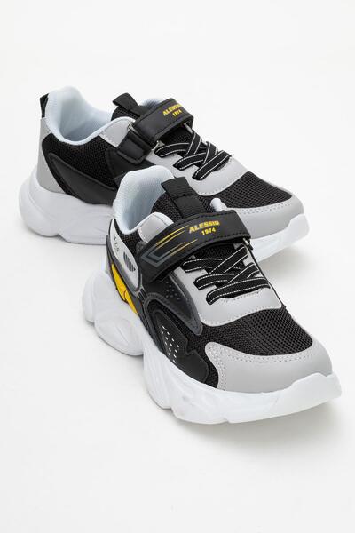 CCWAY AYAKKABI حذاء رياضي للأطفال من نوع فيلكرو أنوراك مقاس 26-30 أسود ثلجي