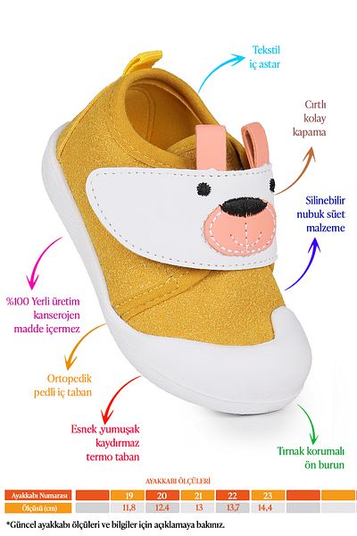 Kiko Kids Winni Baby Boy First Step Velcro Slippers Shoes