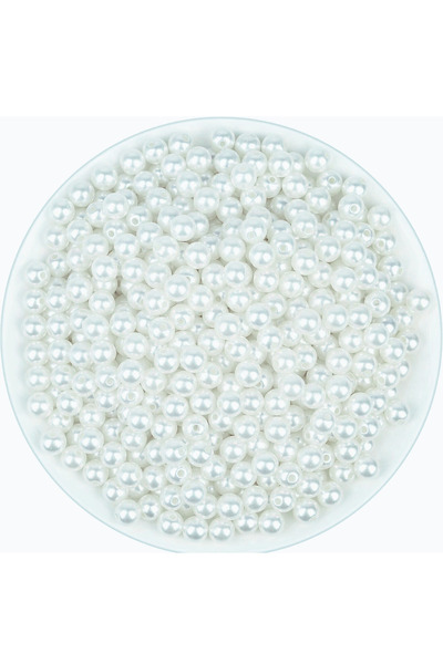 CSG BAZAAR Mărgele de perle de 8 mm, 100 grame - alb - pentru confecţionarea pungilor şi bijuterii