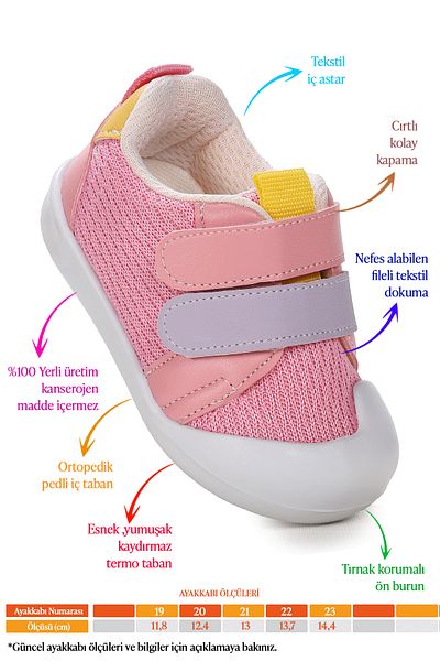 Kiko Kids Pantofi sport pentru fetiță Textile First Step Velcro