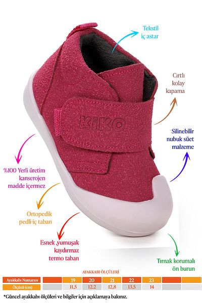 Kiko Kids حذاء Winnie First Step Velcro للفتيات الصغيرات للاستخدام اليومي