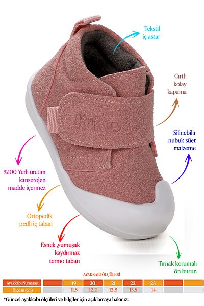 Kiko Kids حذاء Winnie First Step Velcro للفتيات الصغيرات للاستخدام اليومي