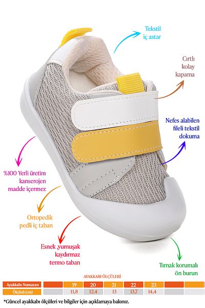 Kiko Kids Textile First Step Velcro Pantofi sport pentru bebelusi