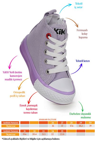 Kiko Kids Adidași de in pentru fete - cu șireturi și înalți