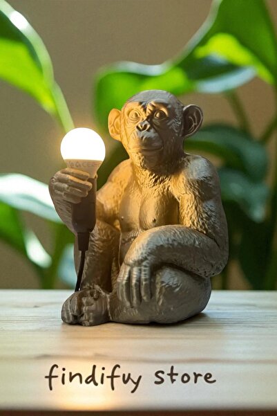 Findify Store Bronz Renkli Maymun Tasarımlı Dekoratif Lamba Ve Gece Lambası (...