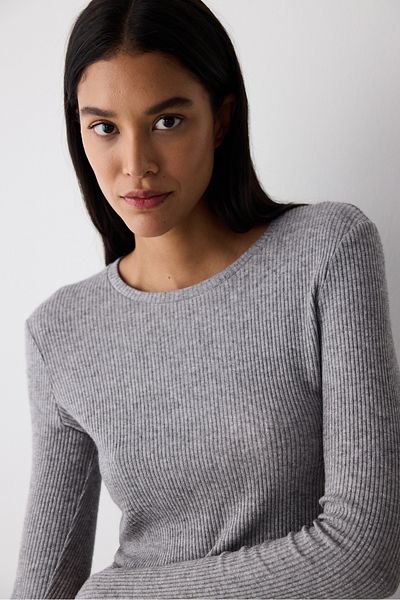 Penti Light Gray Glitter Long Sleeve Top